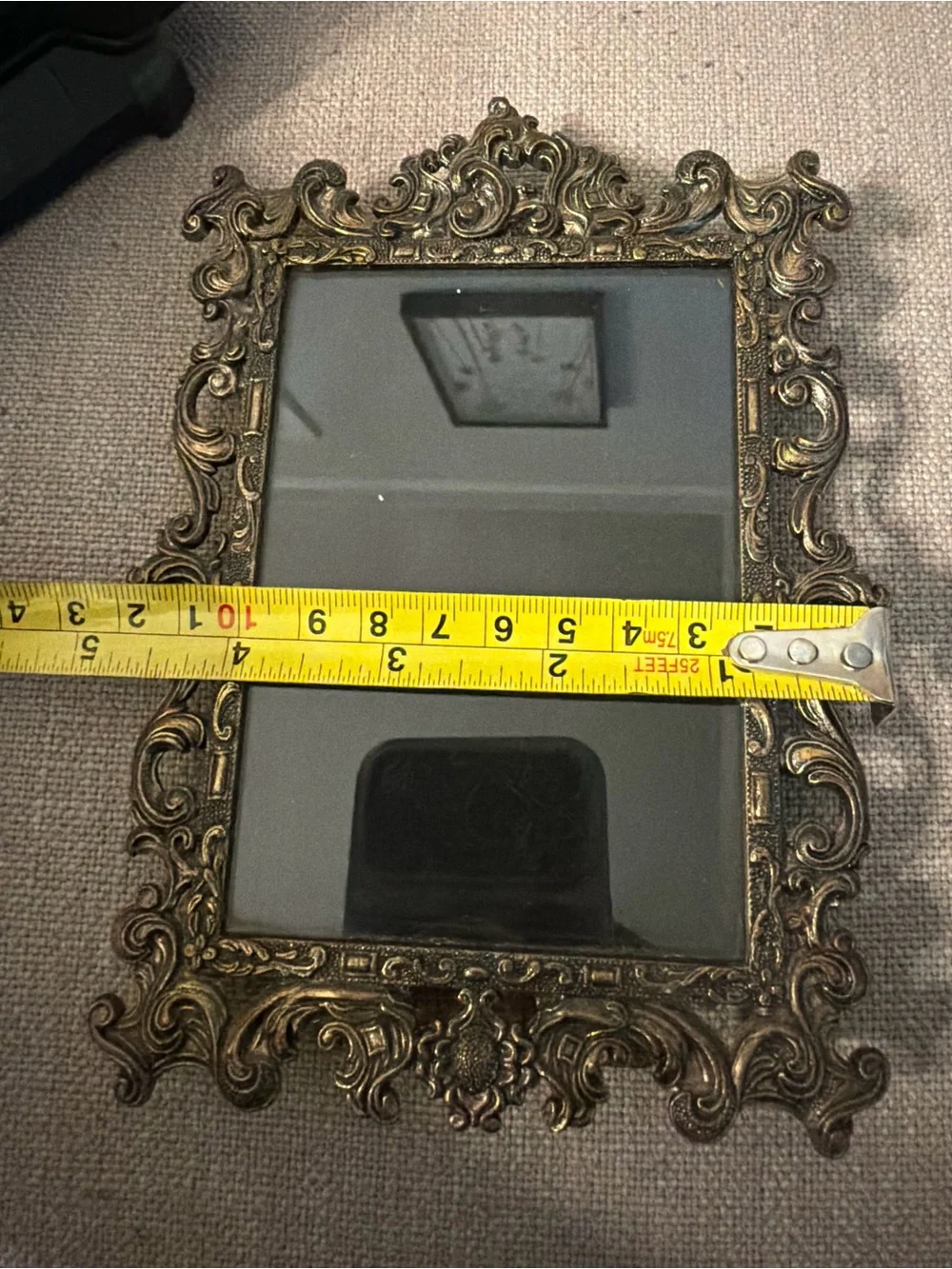 Vintage Ornate Italian Brass Easel Back Free Standing Picture Frame 3